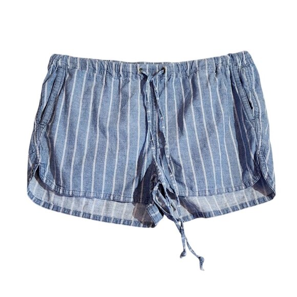 J.Crew  Lightweight Chambray Blue Striped Cotton Drawstring Shorts Womens Size S - Picture 1 of 14